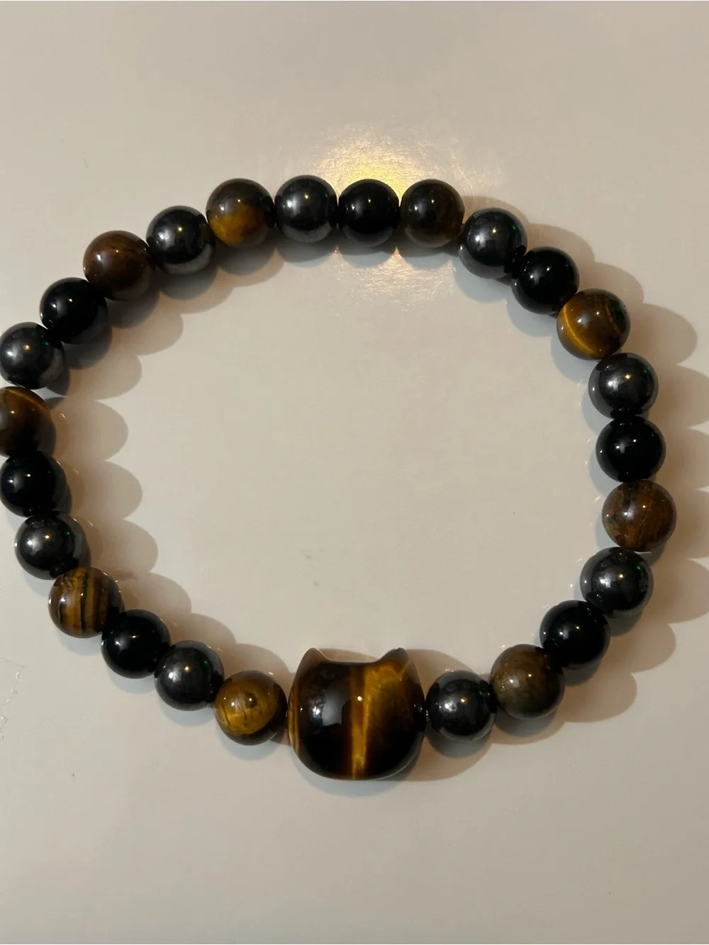Tiger Eye Beaded Bracelet - Brown & Black